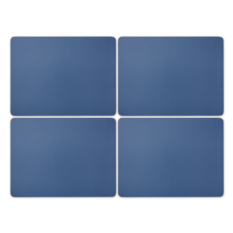 Pimpernel Wood Solid Colour Rectangle Placemat, Harbour Blue
