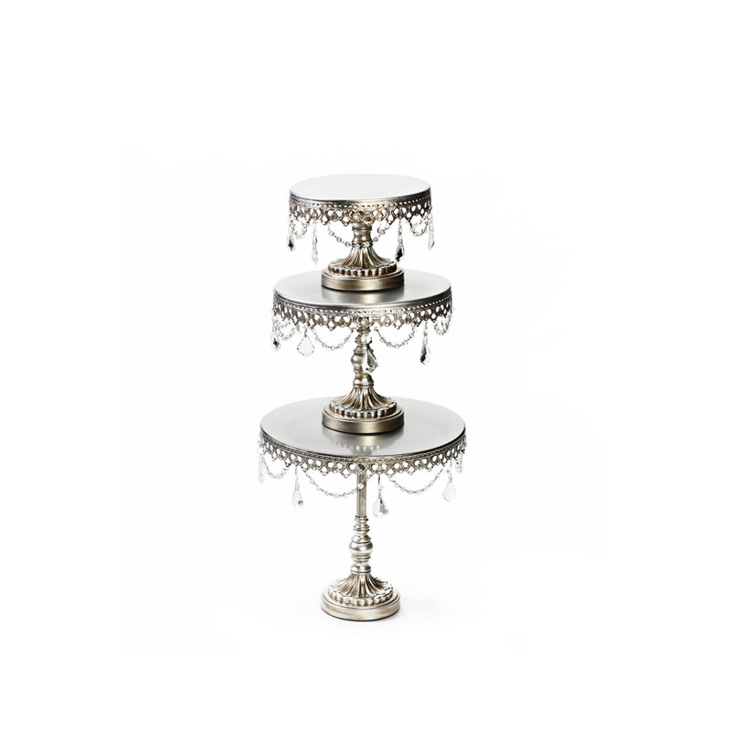 Présentoir à gâteaux 3 pièces Chandelier, argent