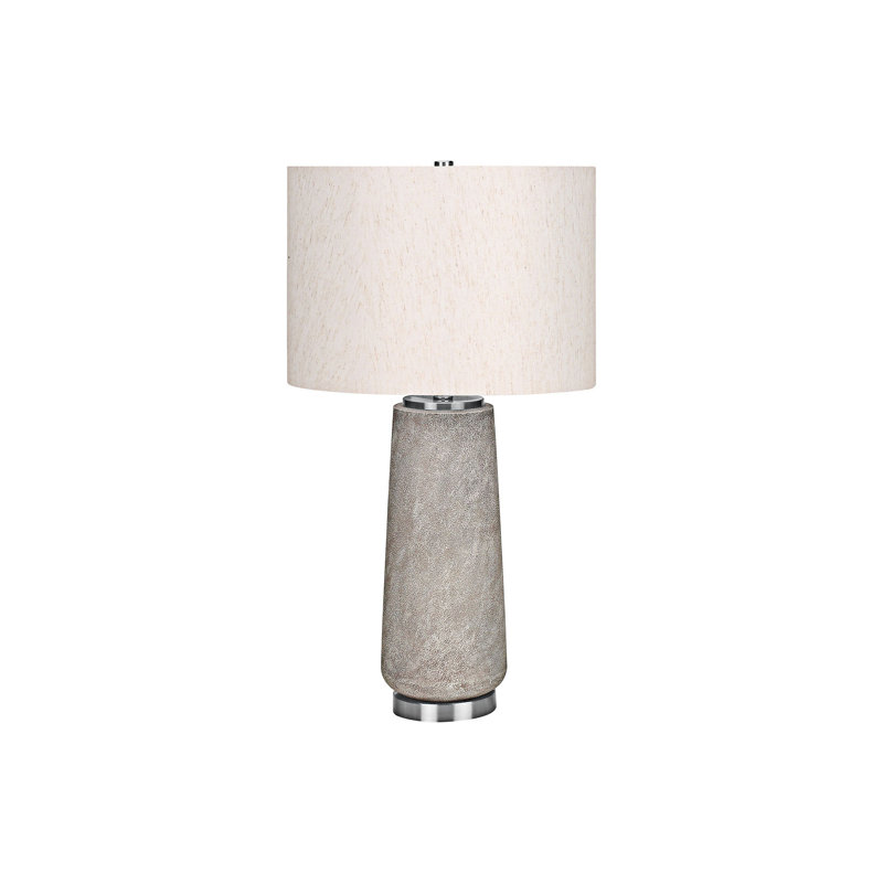 Lampe de table moderne en résine grise avec abat-jour en lin ivoire et interrupteur à 3 voies