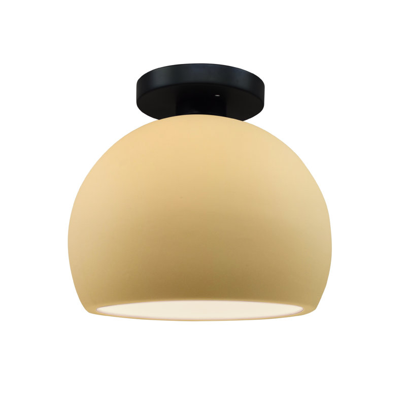 Plafonnier semi-encastré Radiance, H 7 po x l 7 po x P 7 po, Jaune pâle / nickel brossé, Nickel brossé