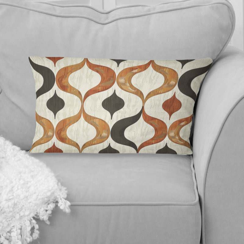 Brown Beige Ogee Patterns IV - Modern Lumbar Pillow