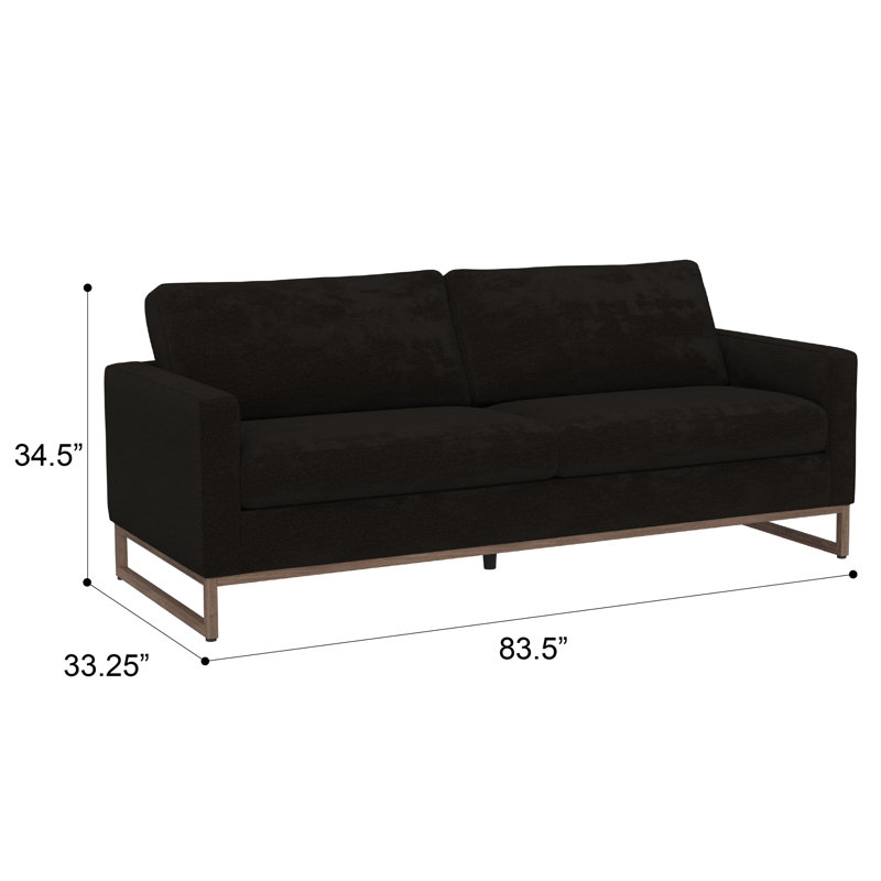 Canapé moderne rembourré avec pieds en métal, Espresso