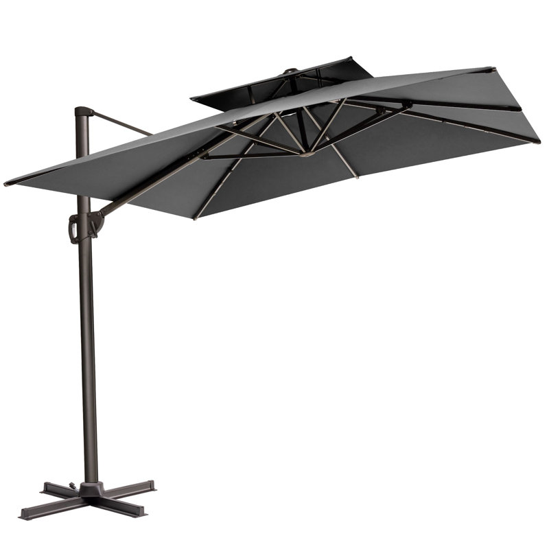 Parasol carré Haru, Gris foncé, H 14,57 po x l 108 po x P 132 po