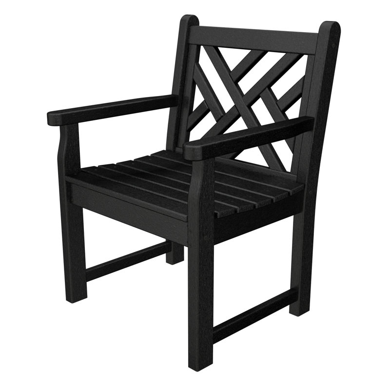 POLYWOOD Chippendale Garden Arm Chair, Black