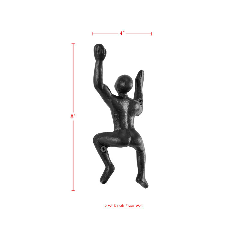 Black Cast Iron Wall Climber Figurine Hooks for Kids