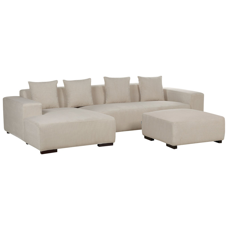 Amoriah 5 Seater Sofa & Chaise, Beige, Left Hand Facing