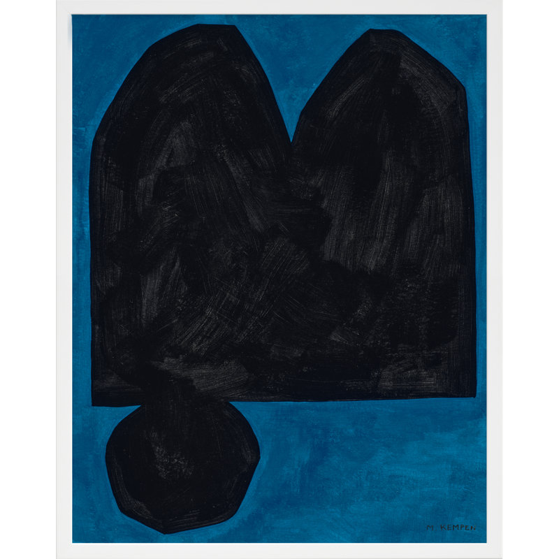 Module On Blue 3 Painting by Michael Kempen, 38" H x 30" W x 1.25" D, White