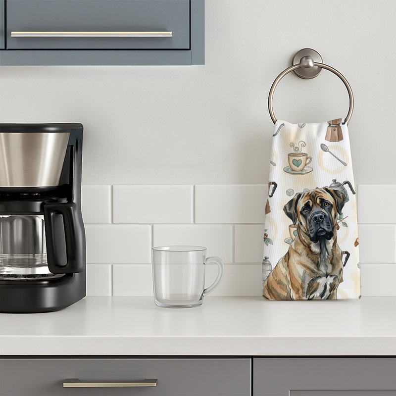 Brindle Mastiff Coffee Bar Kitchen Towel, Brindle Mastiff