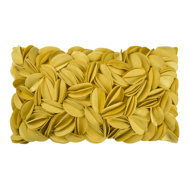 Housse de coussin brodée, Jaune - velours, Rectangle H 12 po x l 20 po