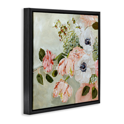 Cadre flottant Subtle Spring Pink & White Flowers, design par Annie Quigley