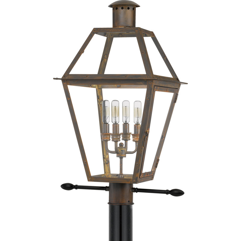 Rue De Royal 4-Light Industrial Bronze Outdoor Post Lantern