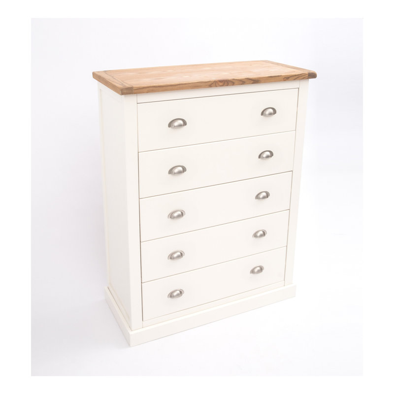 Mulcahy 90cm W 5 - Drawer Chest of Drawers, Off White