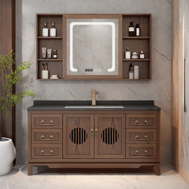 Chinese retro high-end bathroom cabinet, 55.1" W