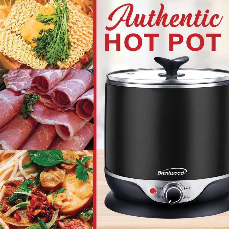 Brentwood 1.9 Quart Black Stainless Steel Electric Hot Pot Steamer