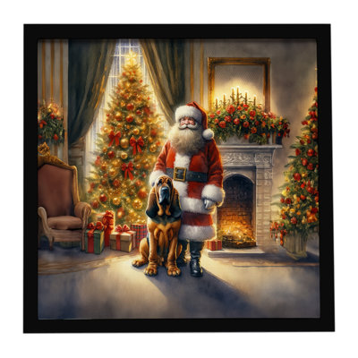 Bloodhound and Santa Claus Framed Metal Print