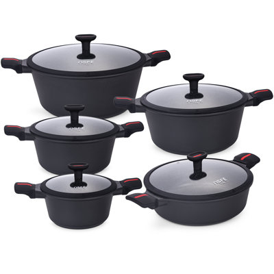 Caannasweis 10 Pieces Granite Nonstick Cookware Sets