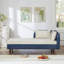 Canapé de rangement 65 po en polyuréthane bleu marine et beige-106471763-106471761
