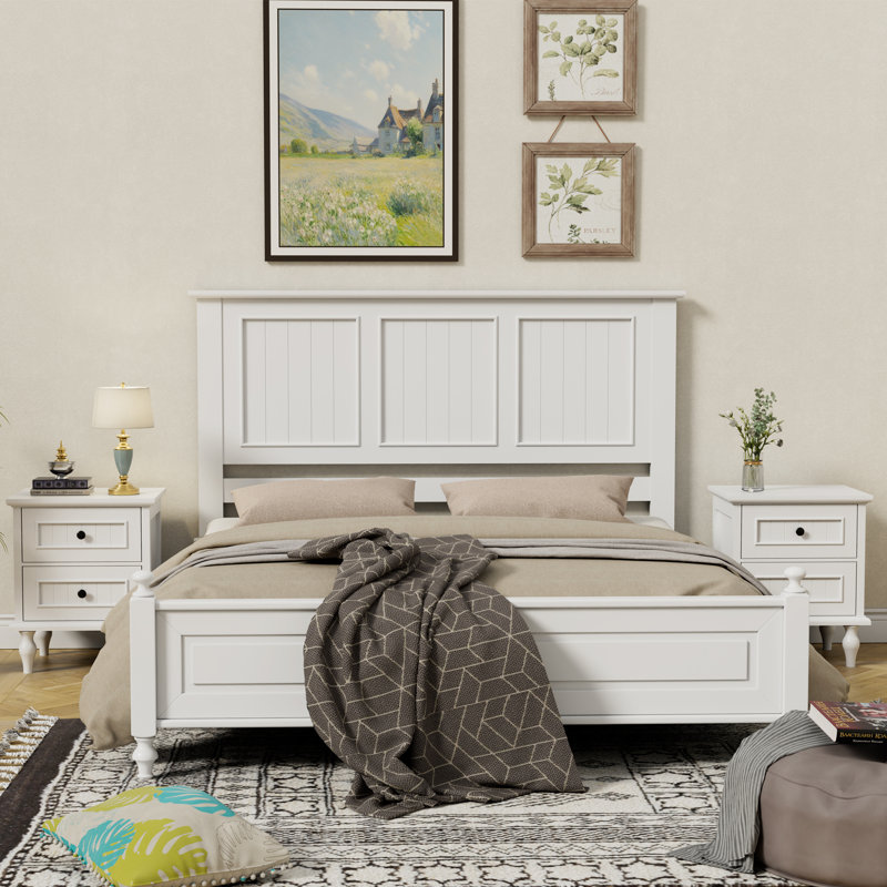 Panel Wood Headboard, White, Queen