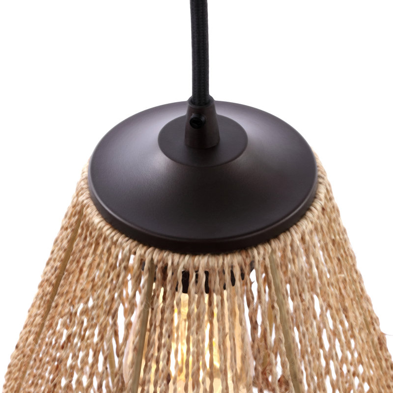 Luminaire suspendu pour îlot de cuisine 3 lumières Tello, Bronze huilé, Naturel