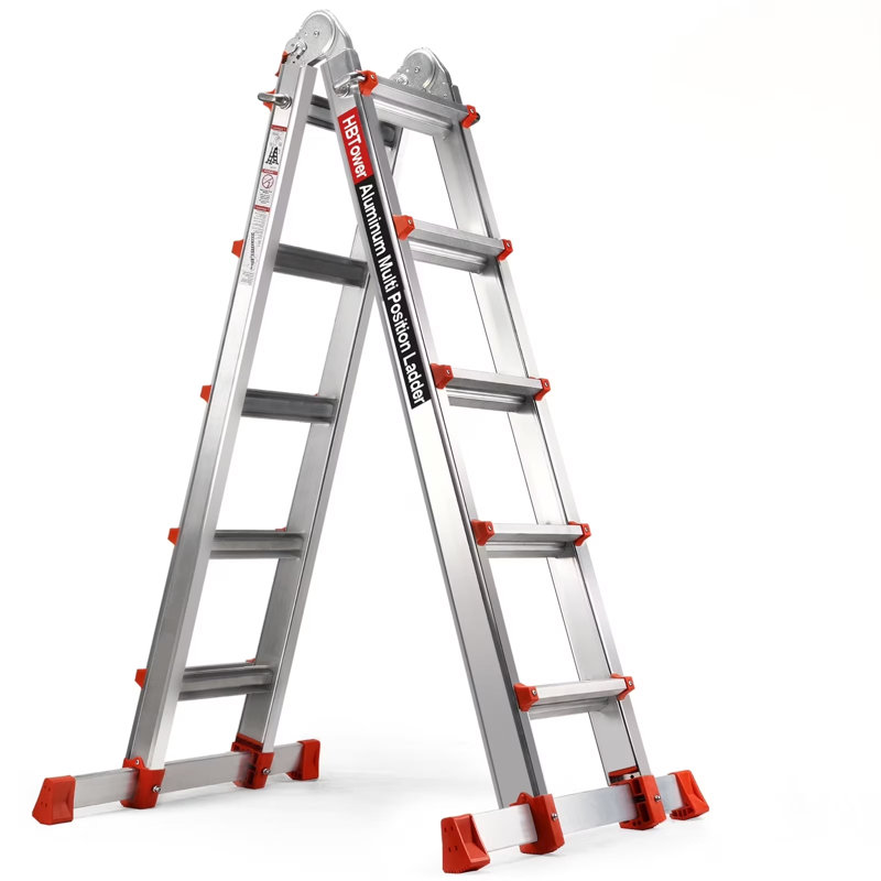 Échelle à 17 positions à 5 marches en aluminium A à 5 positions avec barre stabilisatrice et capacité de charge de 330 lb