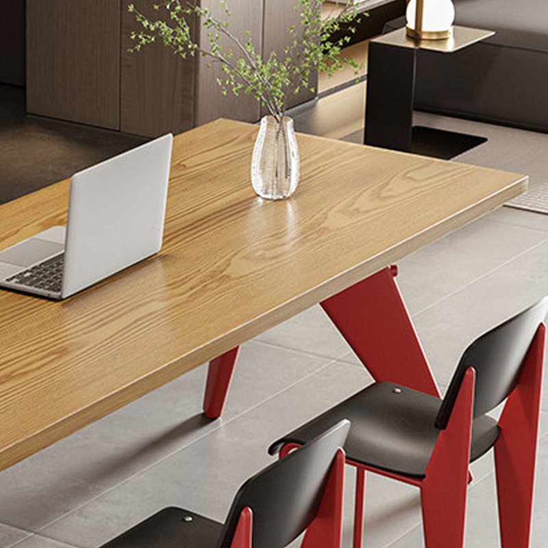 Bureau rectangulaire moderne, durable et multifonctionnel, H 29,52 po x l 62,99 po x P 31,49 po, Brun clair / rouge