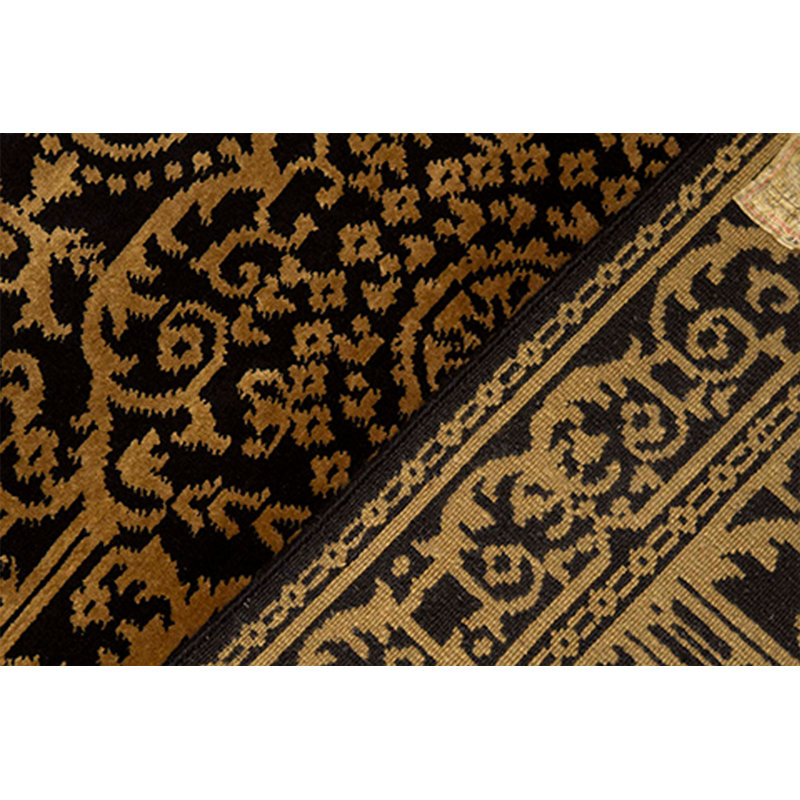 Oriental Hand-Knotted Wool Black/Gold Area Rug