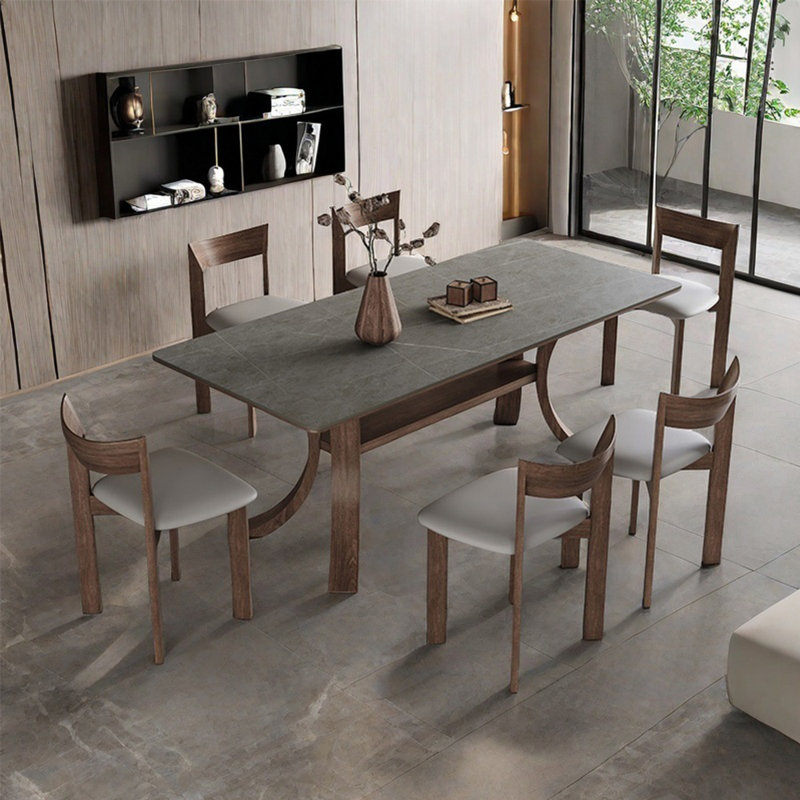 Vintage high-end simple dining table set, 29.5"H x 70.8"L x 35.4"W