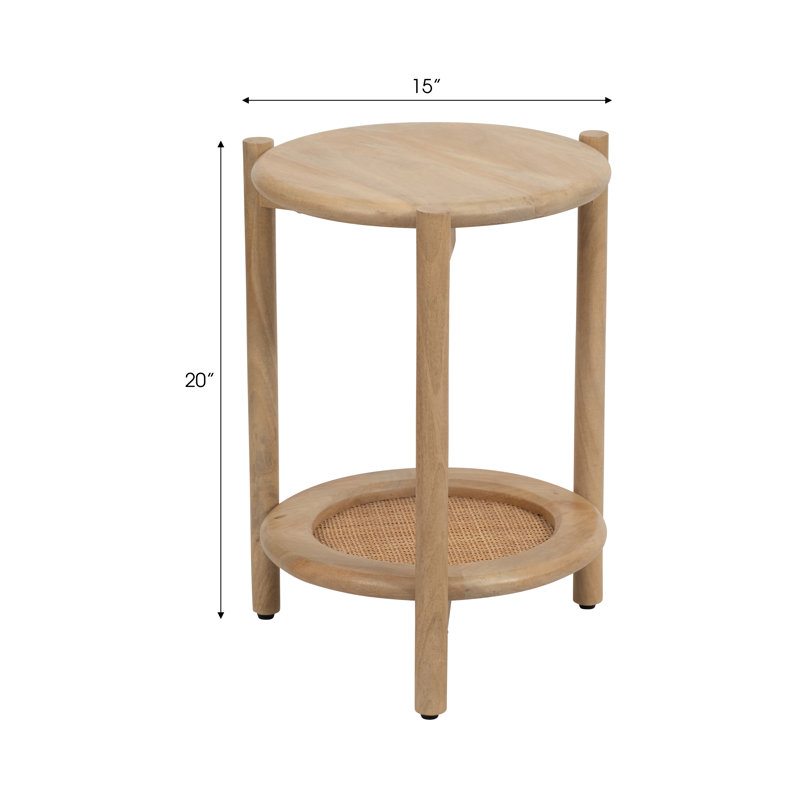 Hedda Natural Wood/Rattan 20"H Side Decorative and Useful Table with Mango Wood, MDF, and Rattan Construction for Stylish and Practical Storage Accent Furniture
