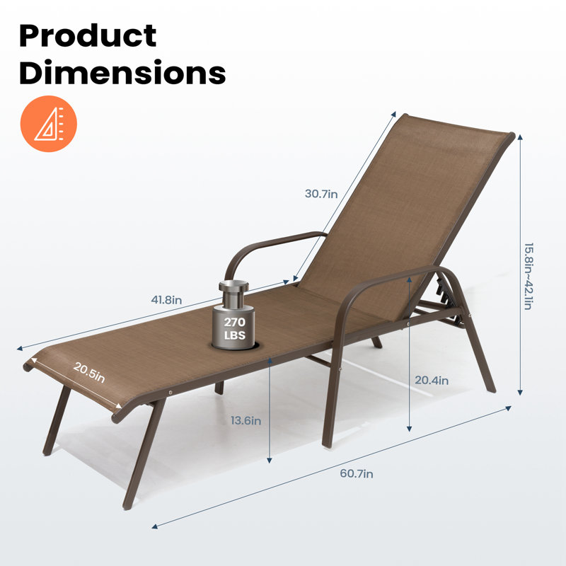 Gland Outdoor Metal Chaise Lounge, Brown