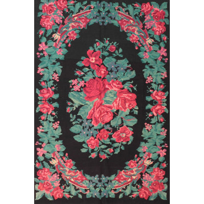 Tapis traditionnel rouge / vert / noir Subramanya