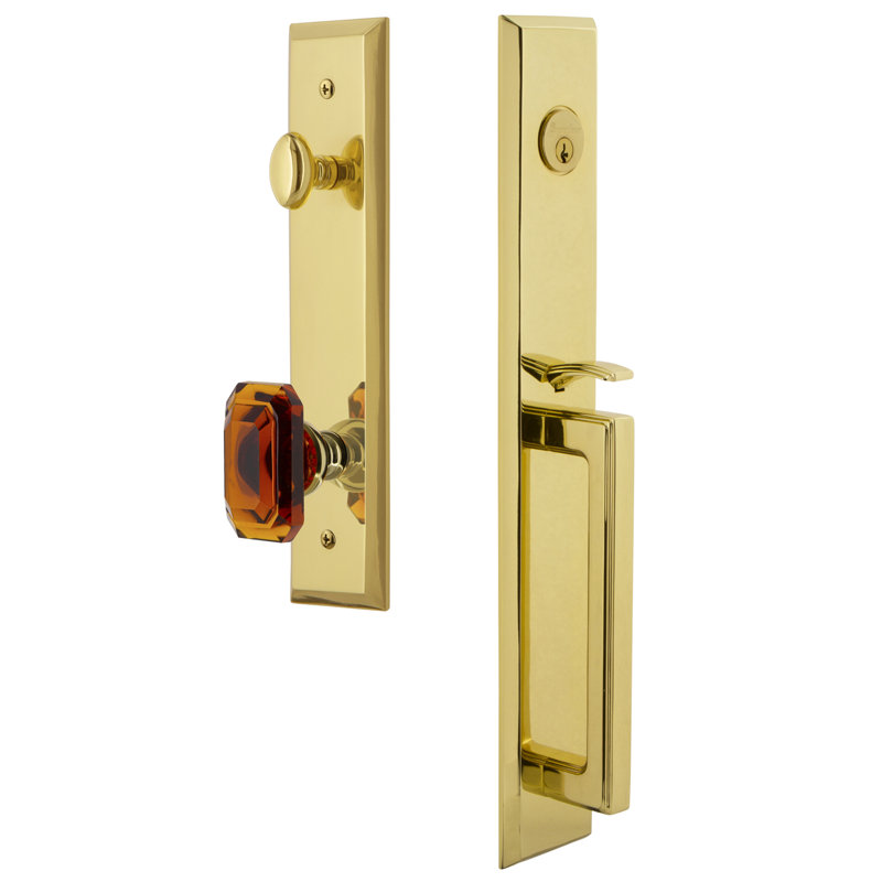 Fifth Avenue Complete Inactive Dummy Handleset with Baguette Knob and Rosette, Lifetime Brass