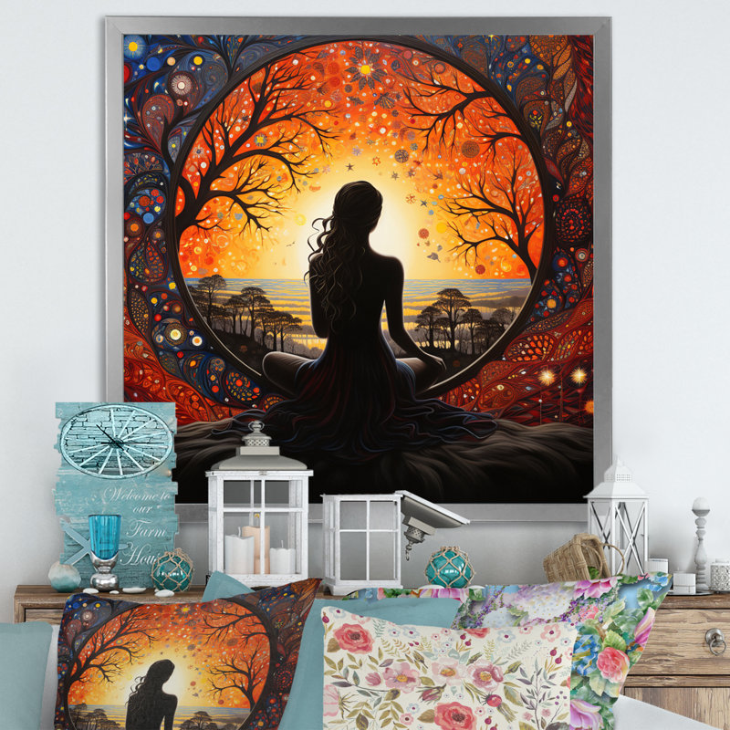 Orange, yoga noir en harmonie III, Argent, H 24 po x l 24 po x P 1 po