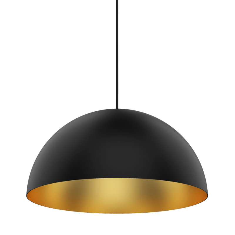Luminaire suspendu Domos - Douille E26, Or / noir, H 10 po x l 20 po x P 20 po, No