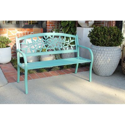 Sherice Spring Leaves Steel Garden Bench