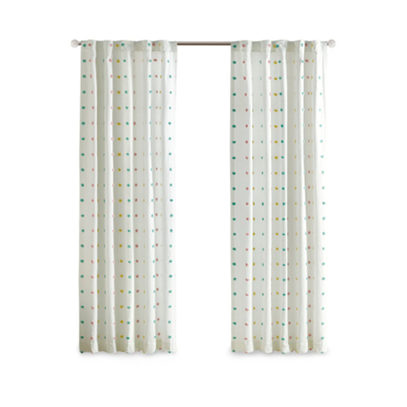 Cotton Jacquard Pom Pom Curtain panel