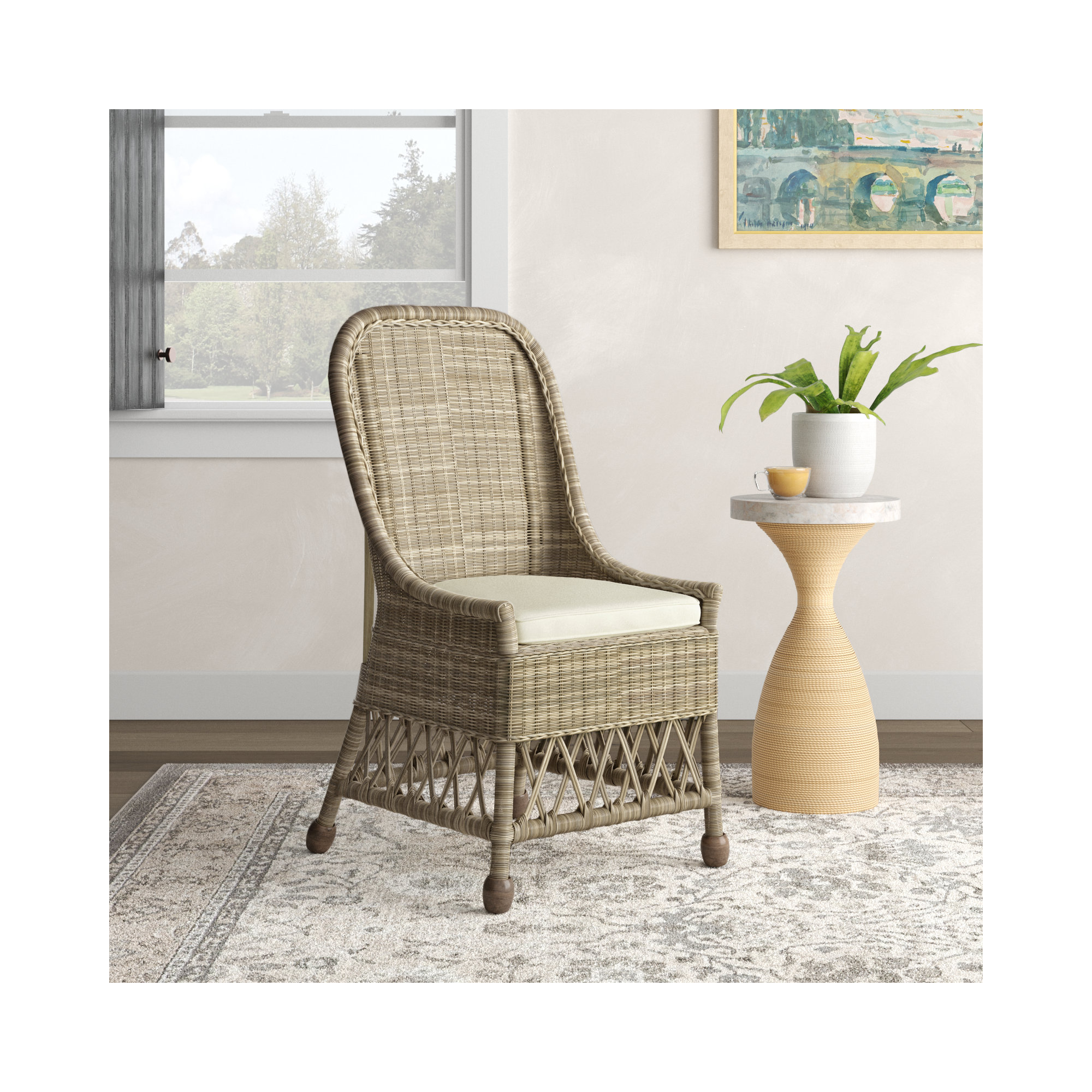 Janessa Upholstered Side Chair, Gray Wash