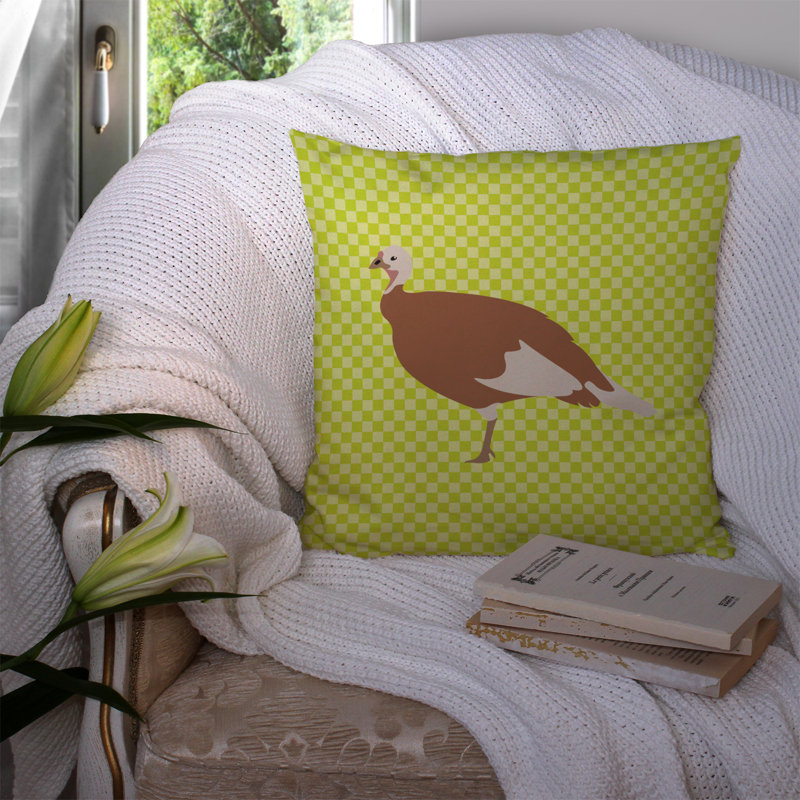 Coussin extérieur à damier de poule, 14 po x 14 po, Vert