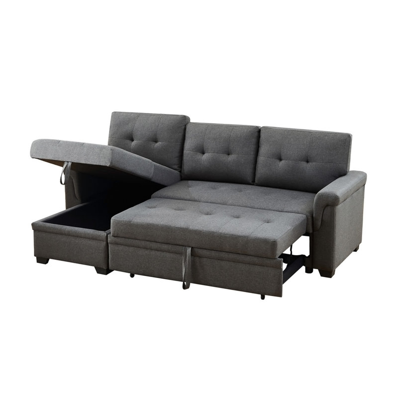 Canapé modulaire réversible en lin gris foncé de 84 po Jardin, Lin gris foncé, H 35 po x l 54 po x P 84 po