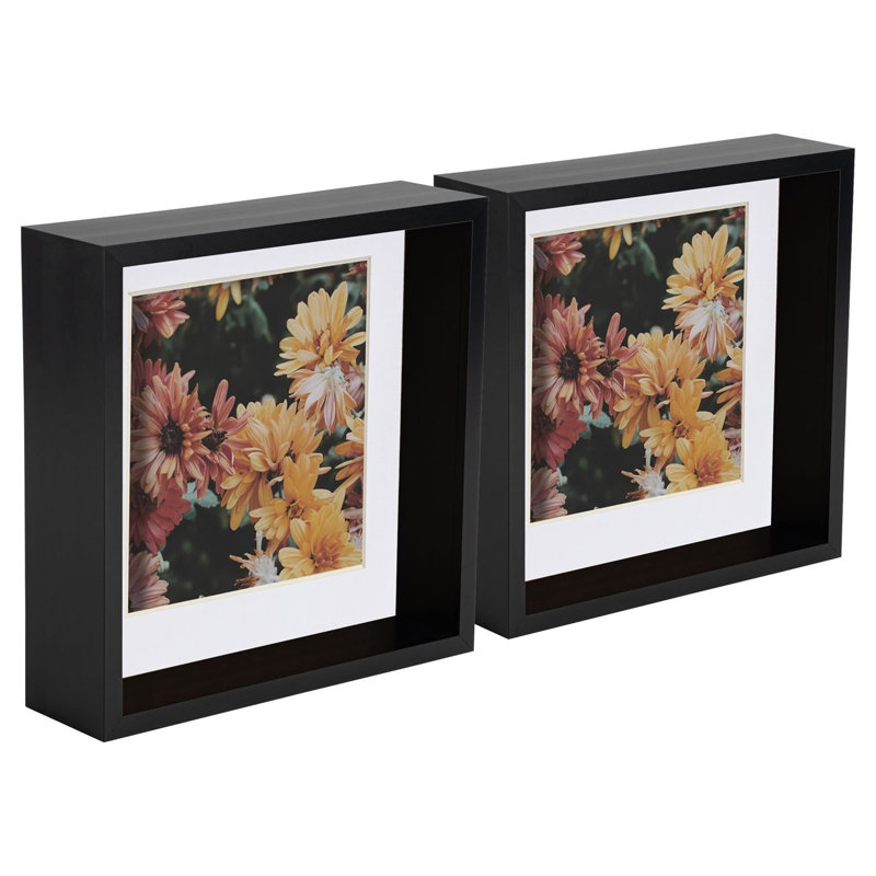Nicola Spring - 3D Deep Box Photo Frames, 21cm H x 21cm W x 3cm D, Black/White