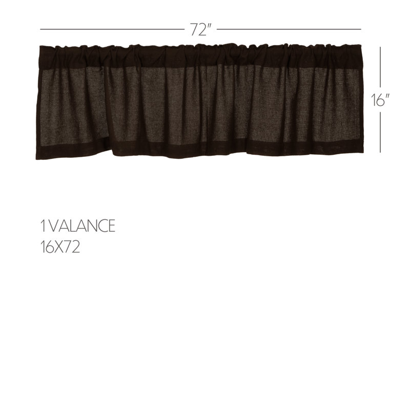 Cantonnière sur mesure en coton de couleur unie Roxane, Brun, L 72 po x L 16 po