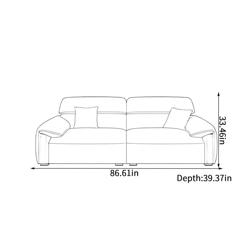Canapé italien simple en ligne, H 33,46 po x l 86,61 po x P 39,37 po