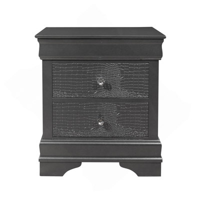 SHAKER CROCODILE METALLIC GREY NIGHTSTAND