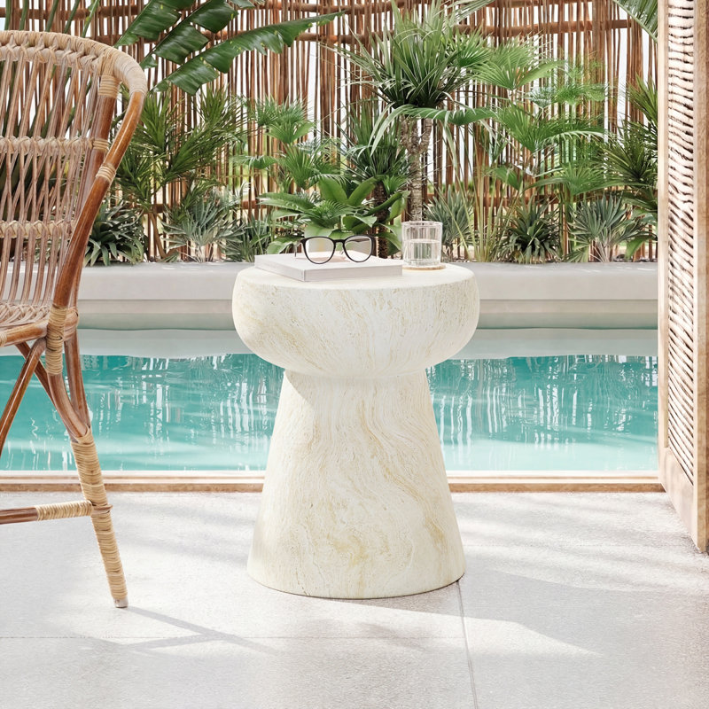 Tables d'appoint d'extérieur en forme de champignon en béton, Jaune