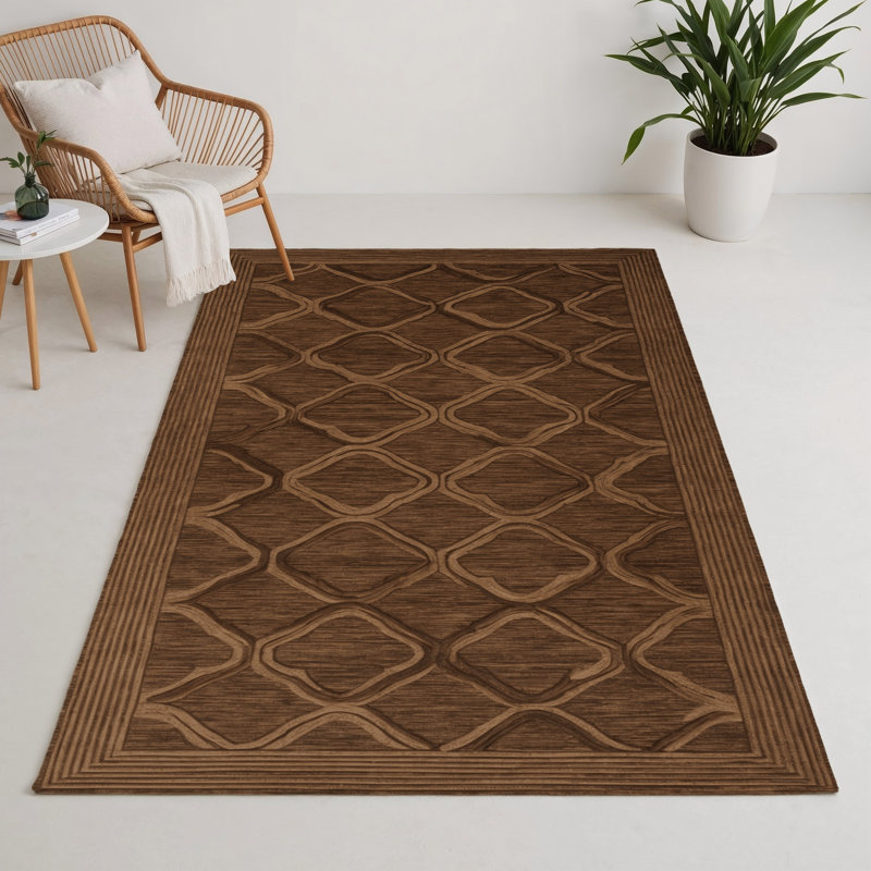 Trellis Brown Indoor and Outdoor Area Rug, Rectangle 5' x 7'