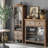 Brown+Black Solid Wood+Iron+Glass Display Cases