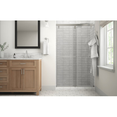 Delta Classic 48 in. x 71-1/2 in. Mod Semi-Frameless Sliding Shower Door, 1/4 in. (6mm) Clear Glass