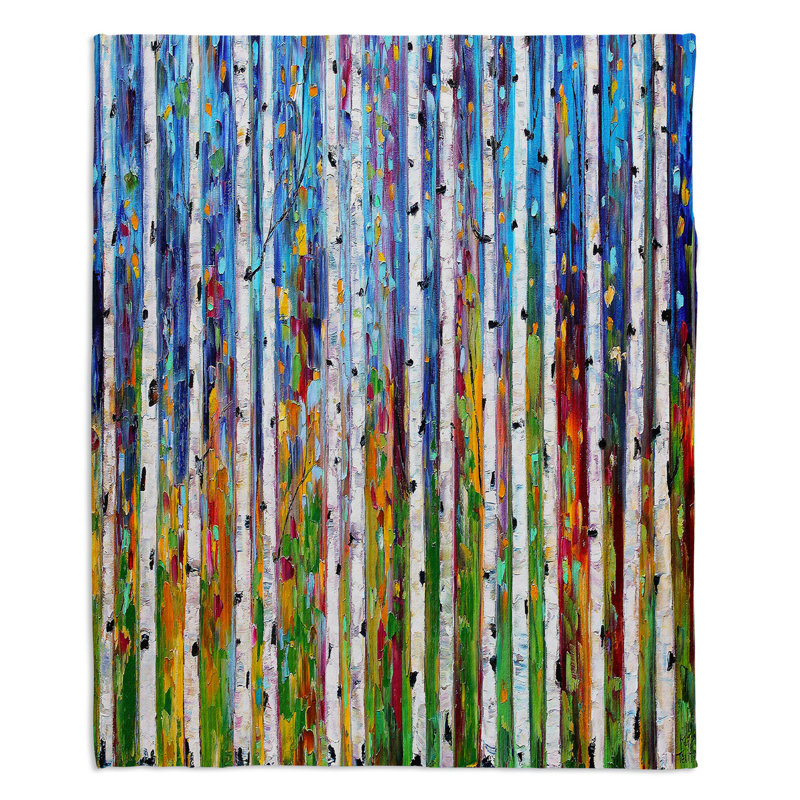 Couverture de sherpa molle automne bouleau trees, l 68 po x L 80 po