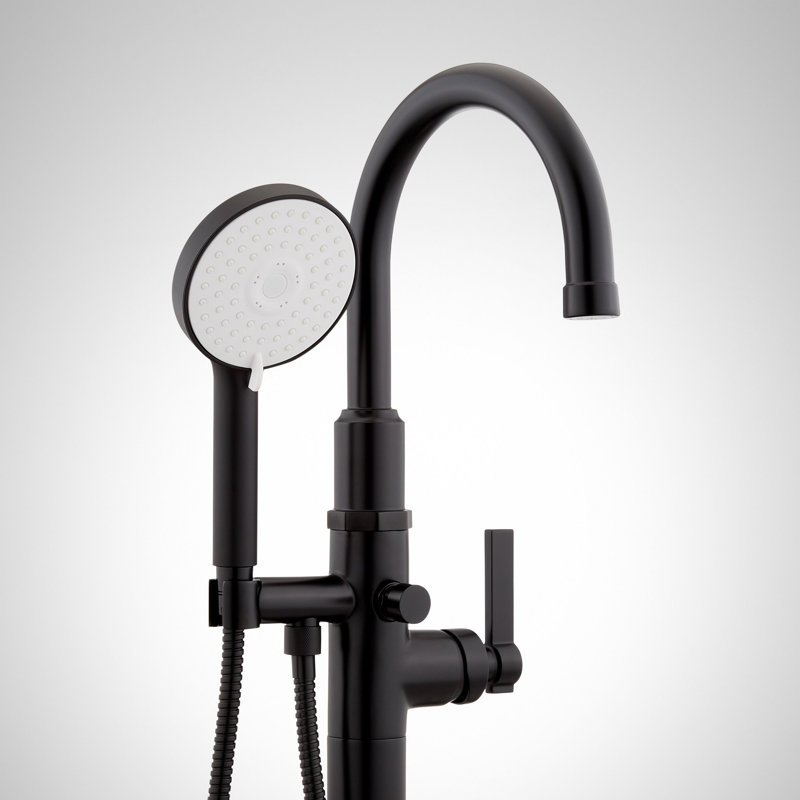 Robinet de baignoire autoportant Signature Valy Greyfield sans valve brute, Matte Black