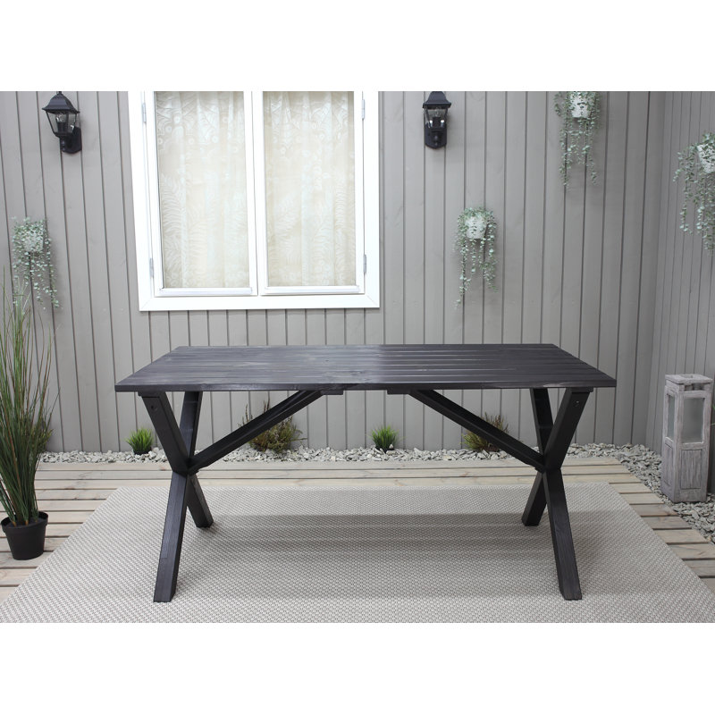 Gaynelle Rectangular Pine Outdoor Dining Table , 195.58cm cm W 381cm cm D, Dark Coffee, Dark Coffee