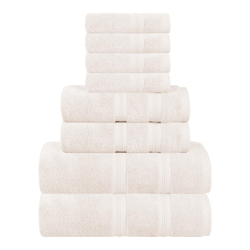  Ensemble de serviettes en coton 8 pièces Smart Quick-Dry Zero Twist, Ivoire ivoire